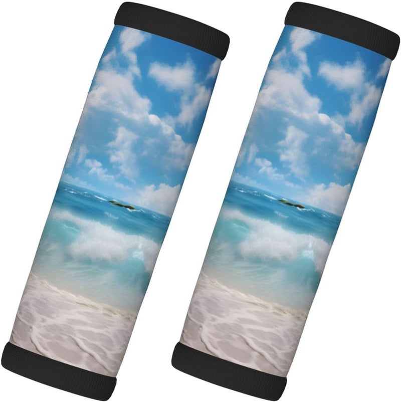 DXTKWL Sea Beach Luggage Handle Wraps for Suitcase Luggage Identifiers Soft Handle Grips Covers for Travel Accessories, 2 Pack - Image 1